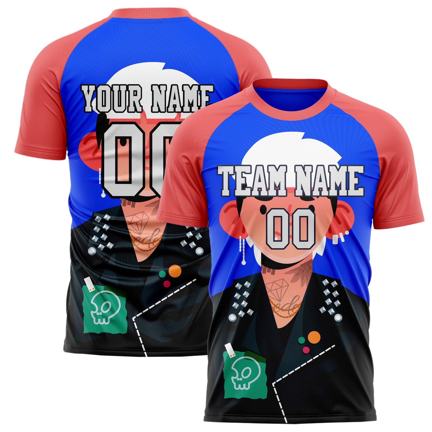 Custom Pink Blue Pattern Soccer Jersey FT02240809XF201