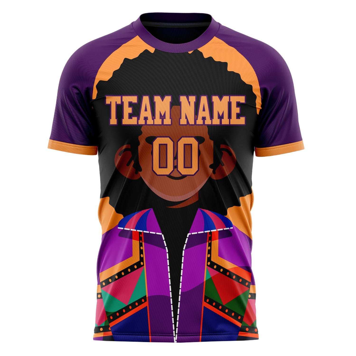 Custom Purple Black Pattern Soccer Jersey