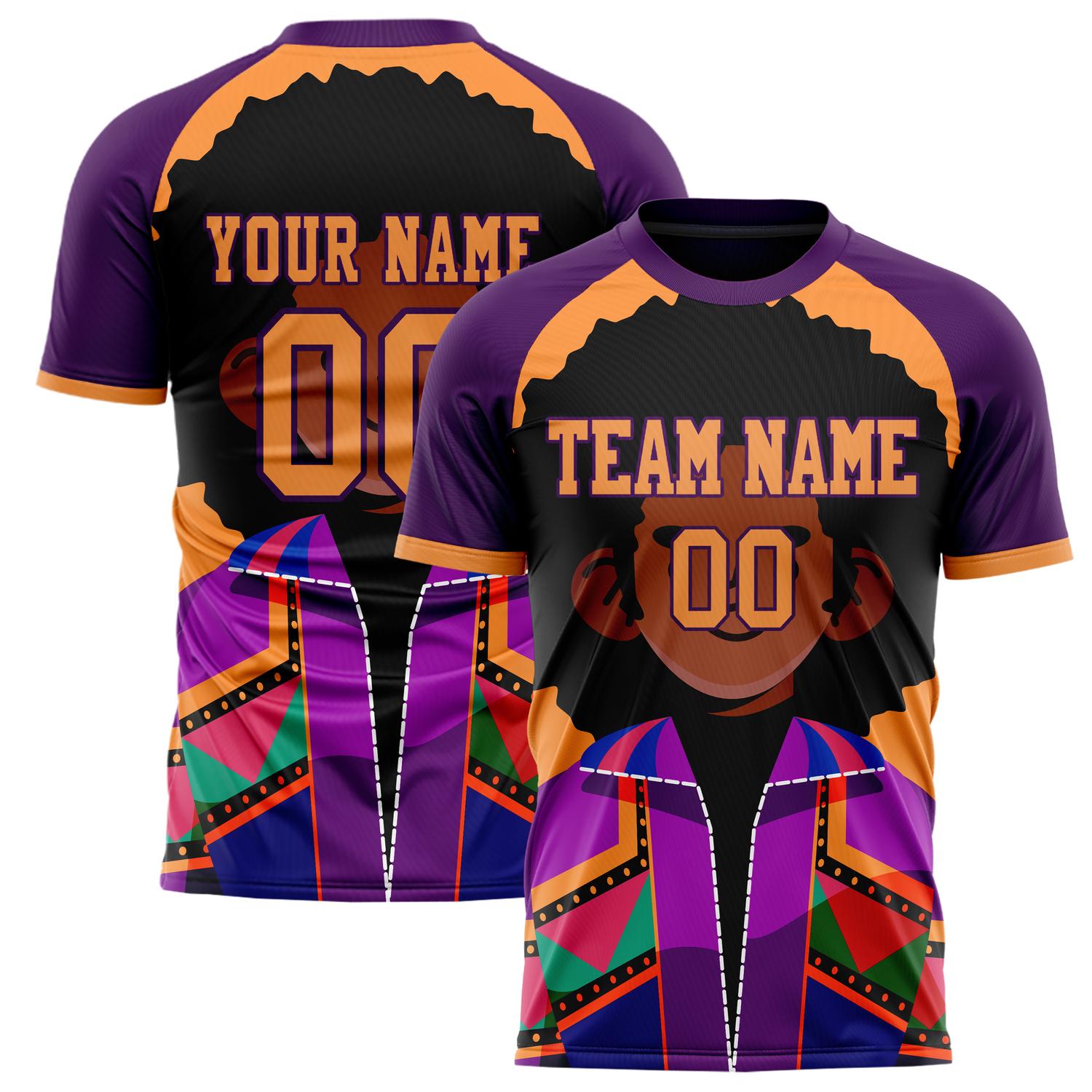 Custom Purple Black Pattern Soccer Jersey FT02240809XF202