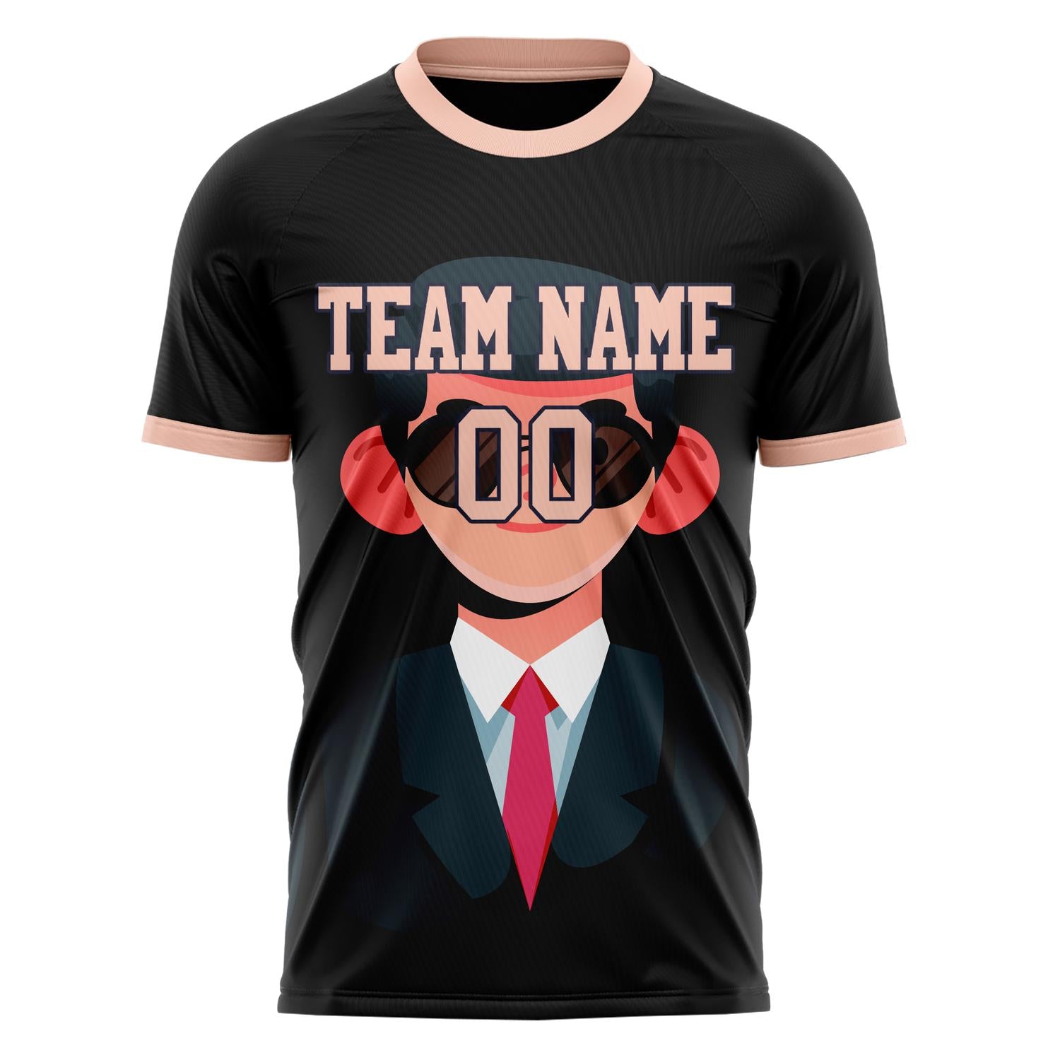 Custom Black Pink Pattern Soccer Jersey