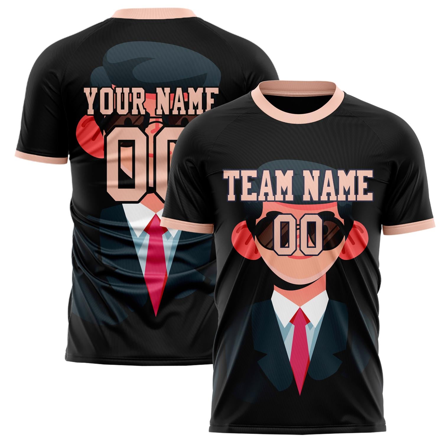 Custom Black Pink Pattern Soccer Jersey FT02240809XF203