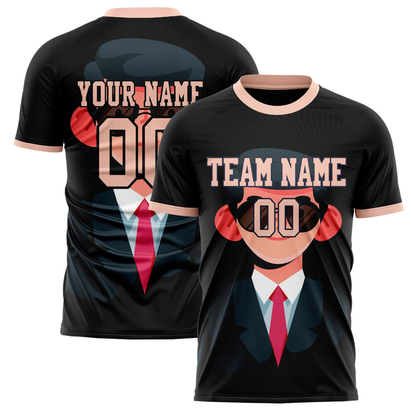 Custom Black Pink Pattern Soccer Jersey FT02240809XF203