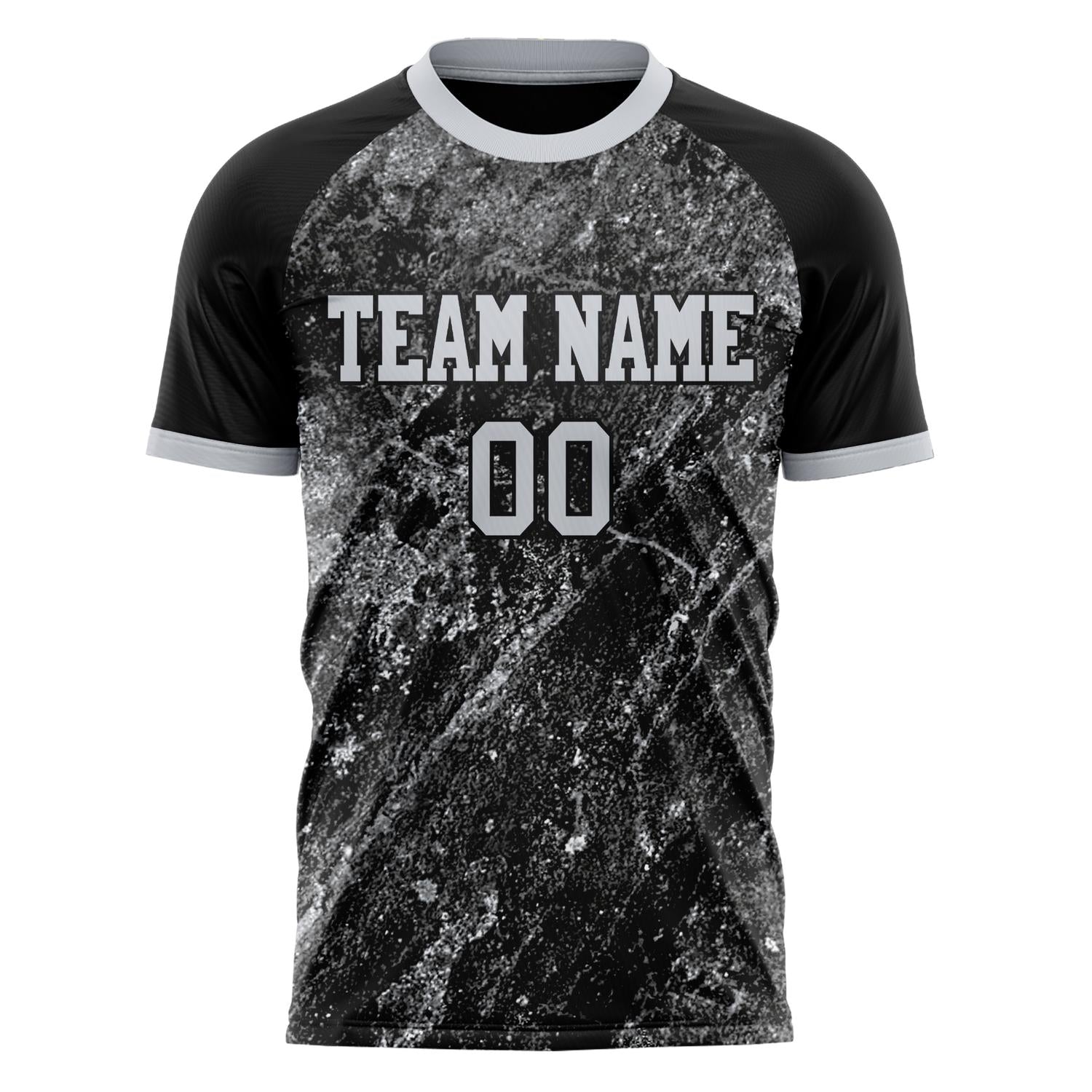 Custom Black Gray Pattern Soccer Jersey