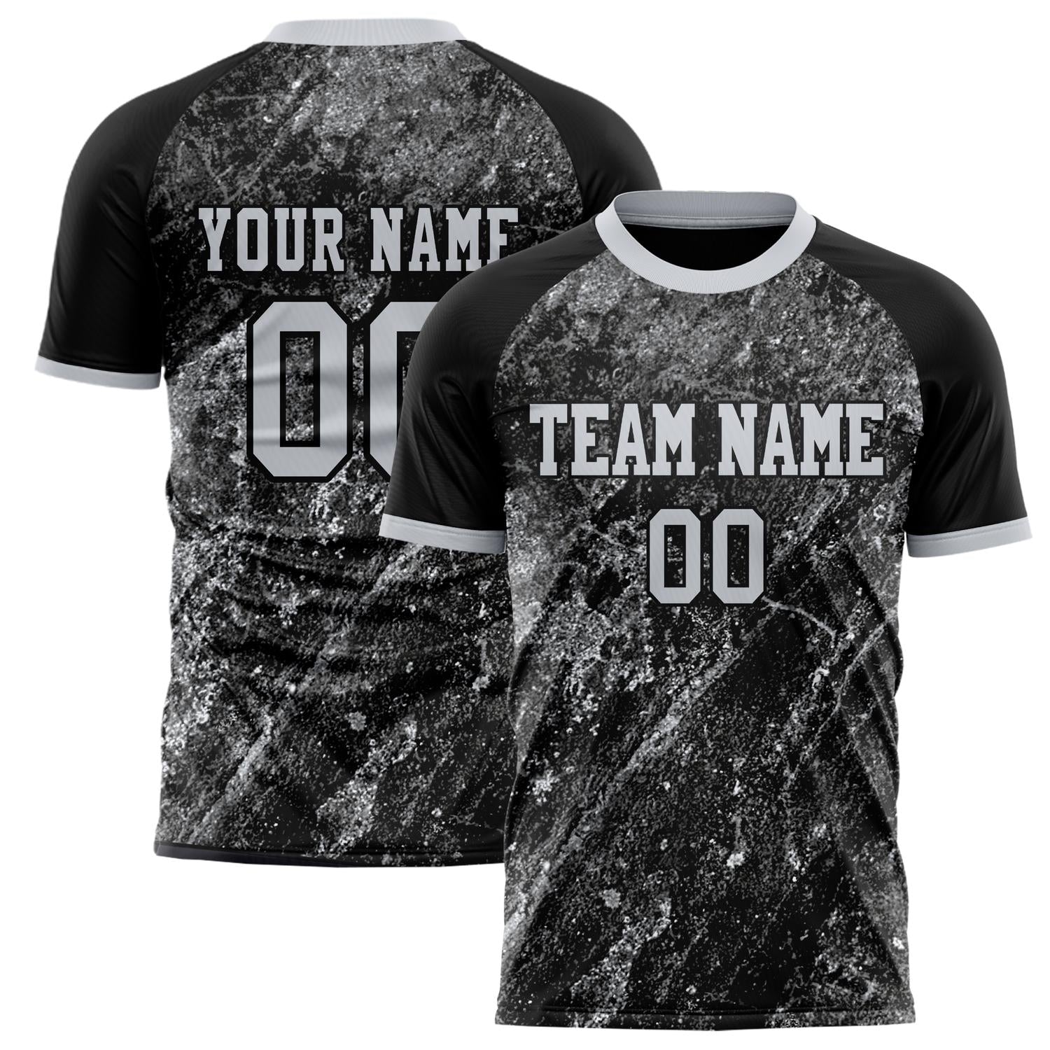 Custom Black Gray Pattern Soccer Jersey FT02240809XF205