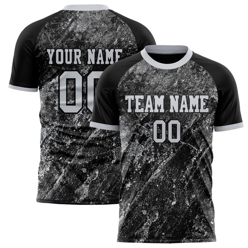 Custom Black Gray Pattern Soccer Jersey FT02240809XF205