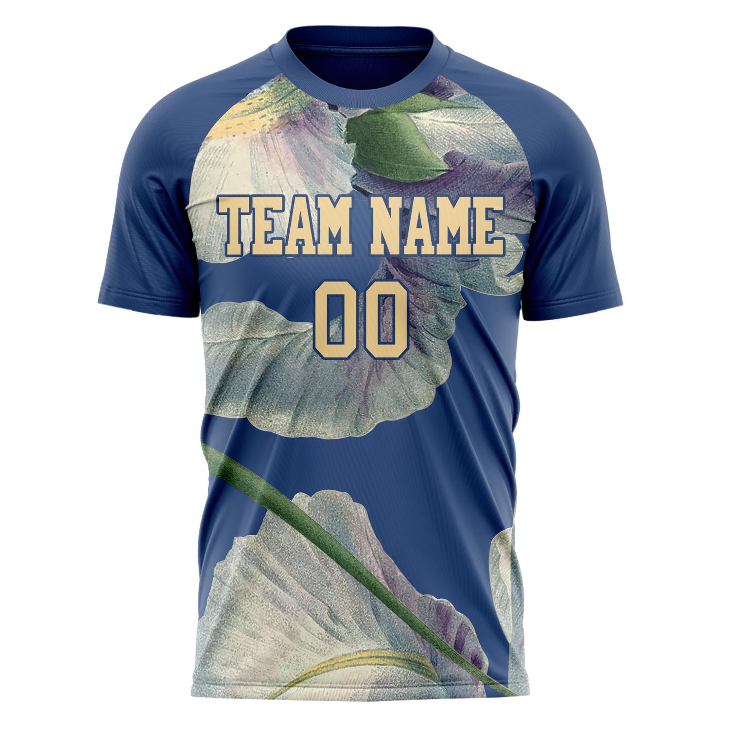 Custom Navy Light Brown Pattern Soccer Jersey