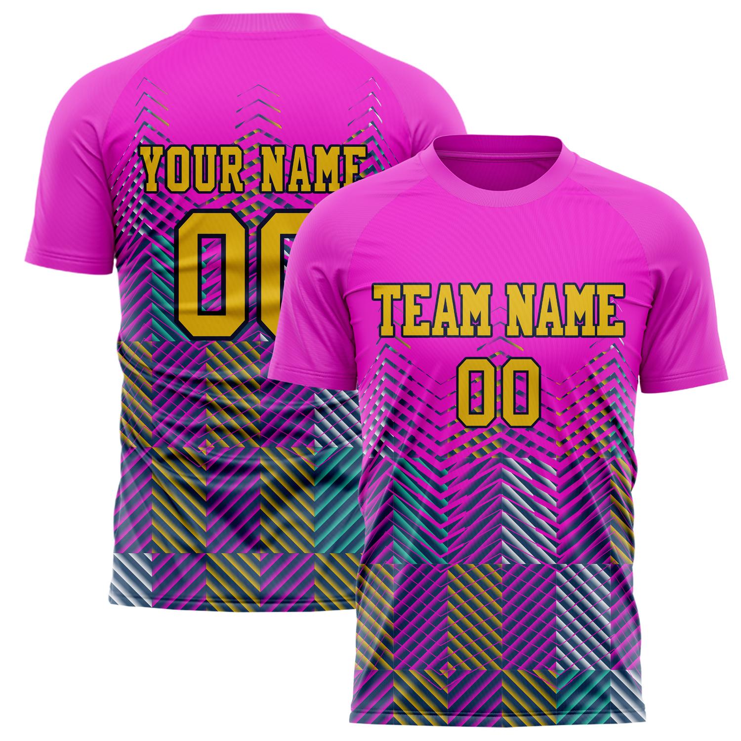 Custom Pink Old Gold Pattern Soccer Jersey FT02240809XF208