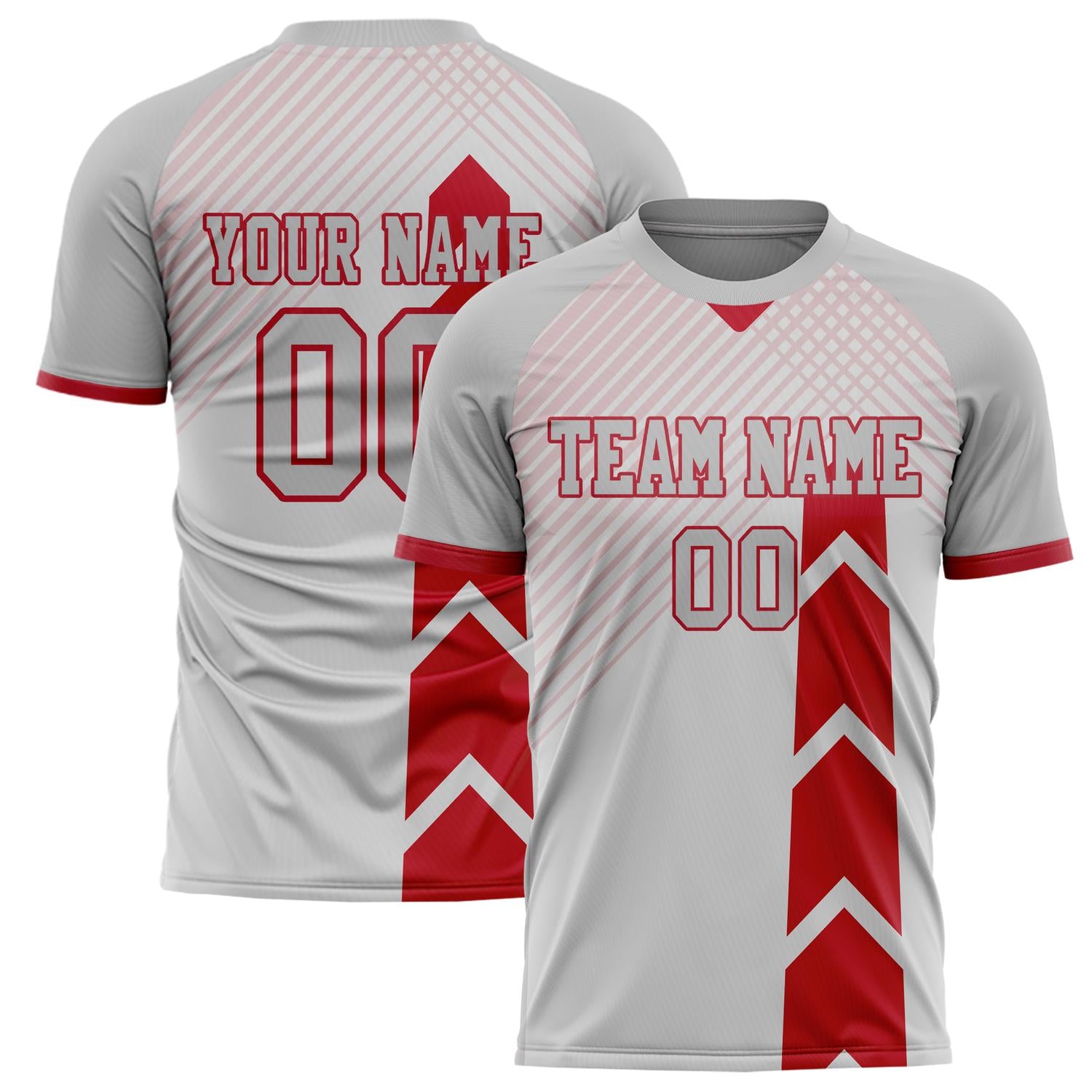 Custom Gray Red Pattern Soccer Jersey FT02240809XF210