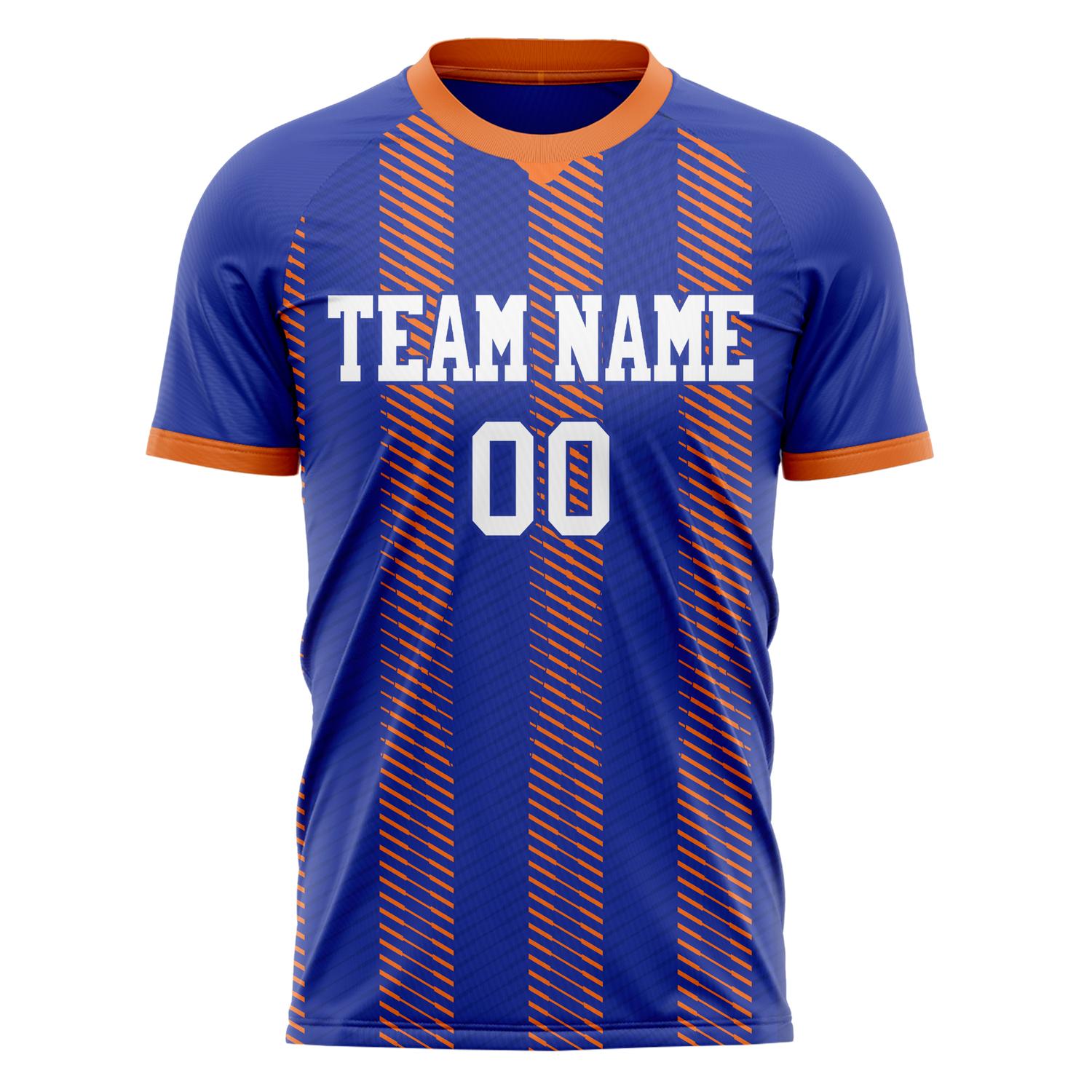 Custom Royal Orange Pattern Soccer Jersey