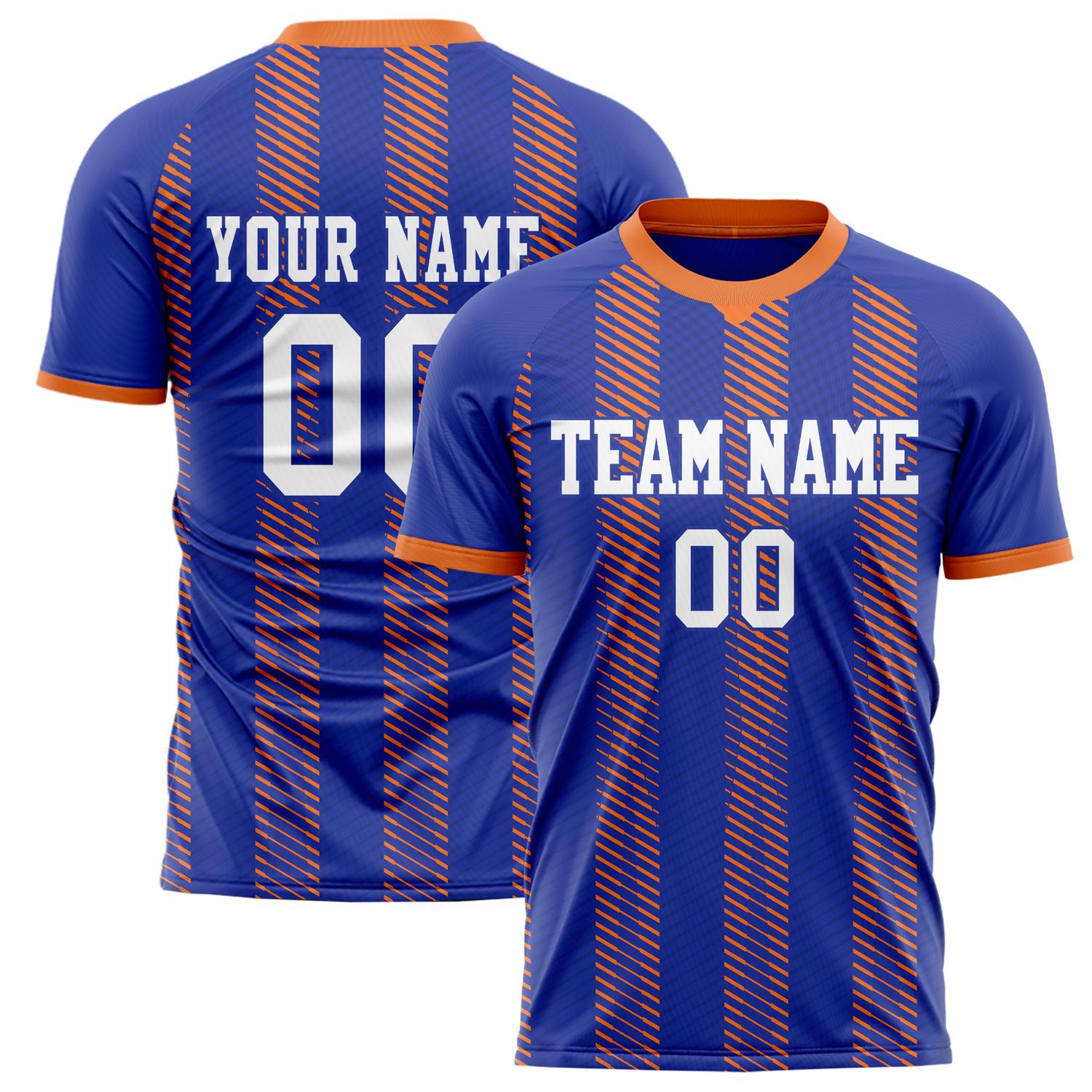 Custom Royal Orange Pattern Soccer Jersey FT02240809XF211