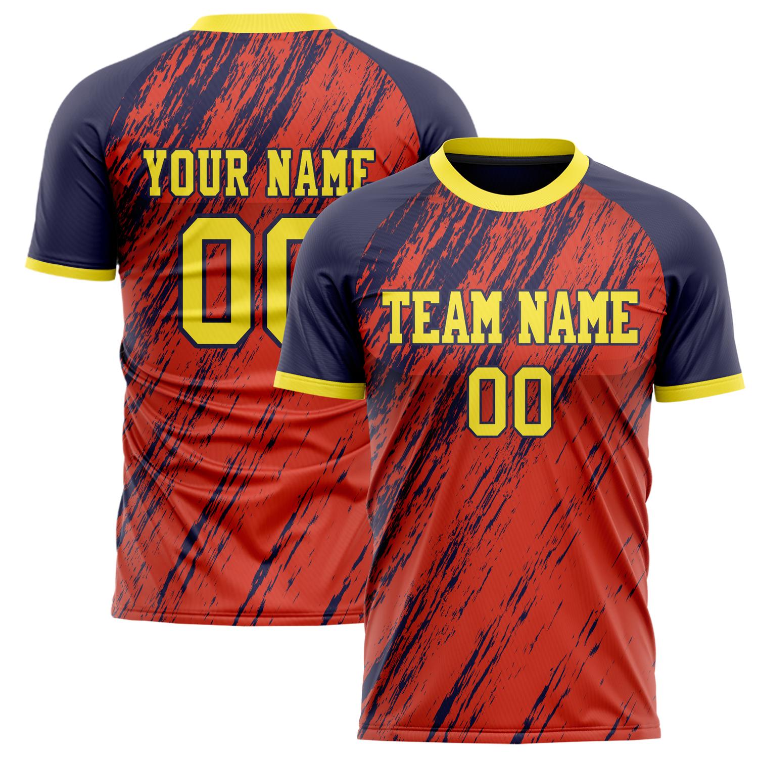 Custom Red Navy Pattern Soccer Jersey FT02240809XF212