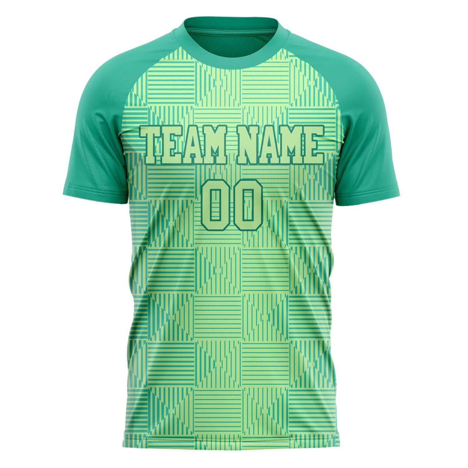 Custom Teal Green Pattern Soccer Jersey