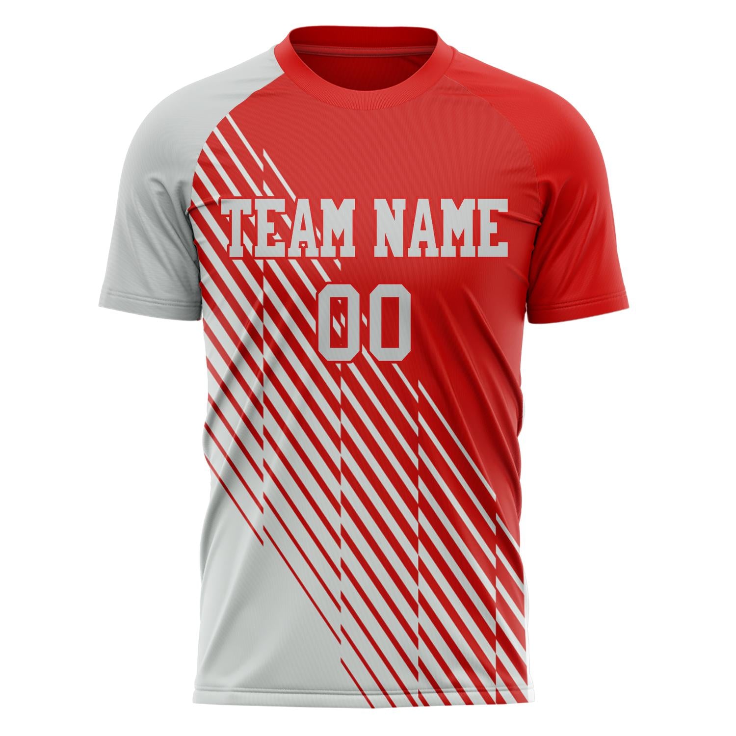 Custom Red Gray Pattern Soccer Jersey