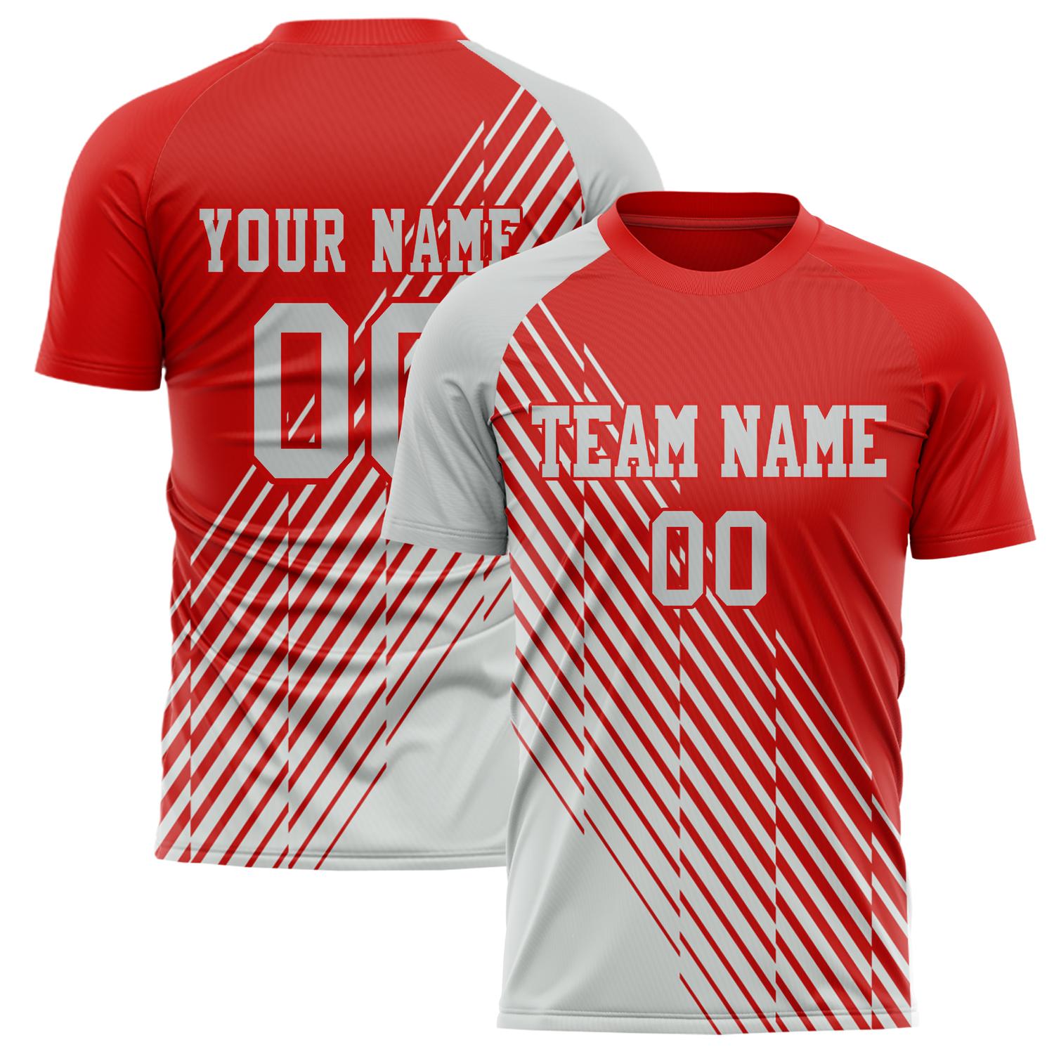 Custom Red Gray Pattern Soccer Jersey FT02240809XF215