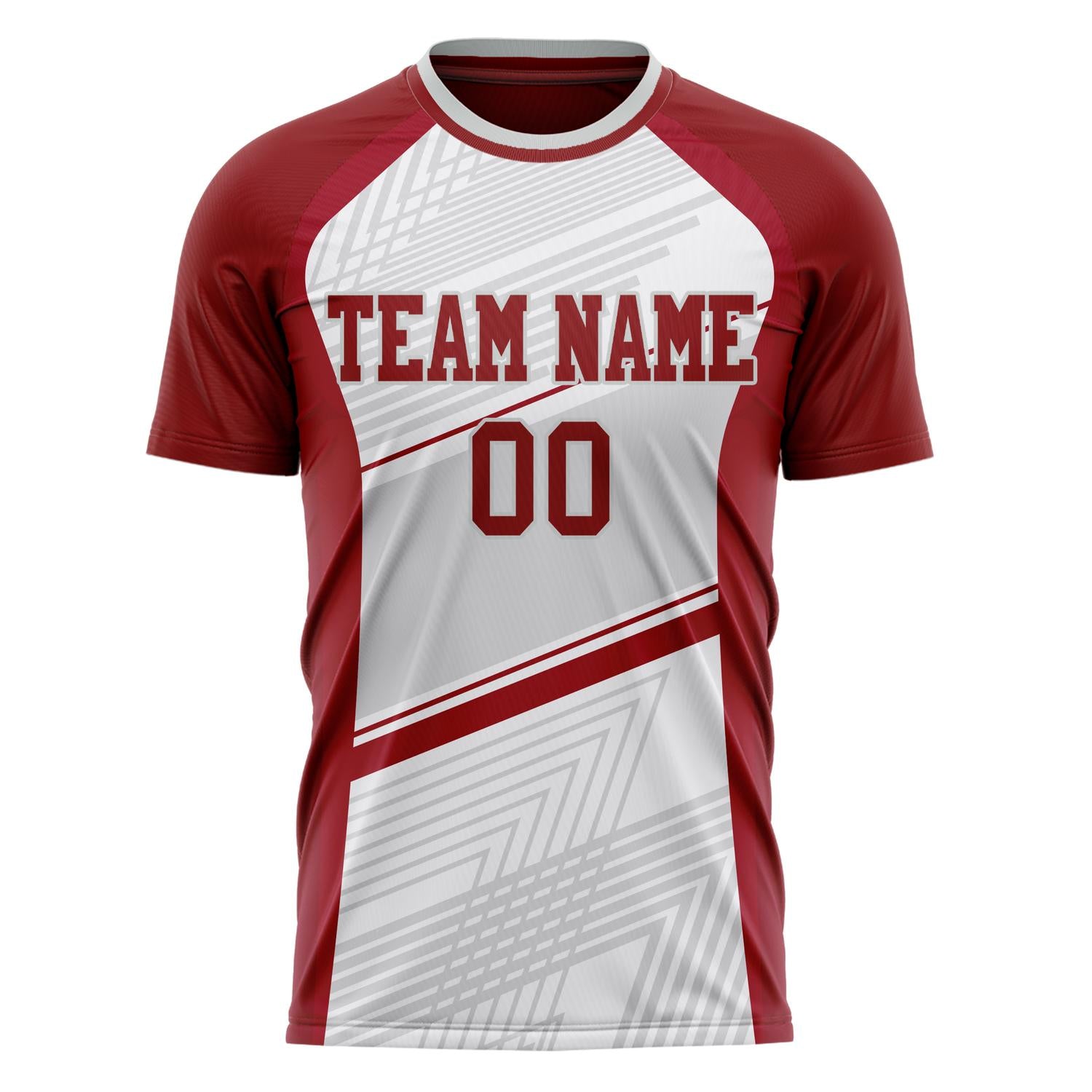 Custom Red Gray Pattern Soccer Jersey