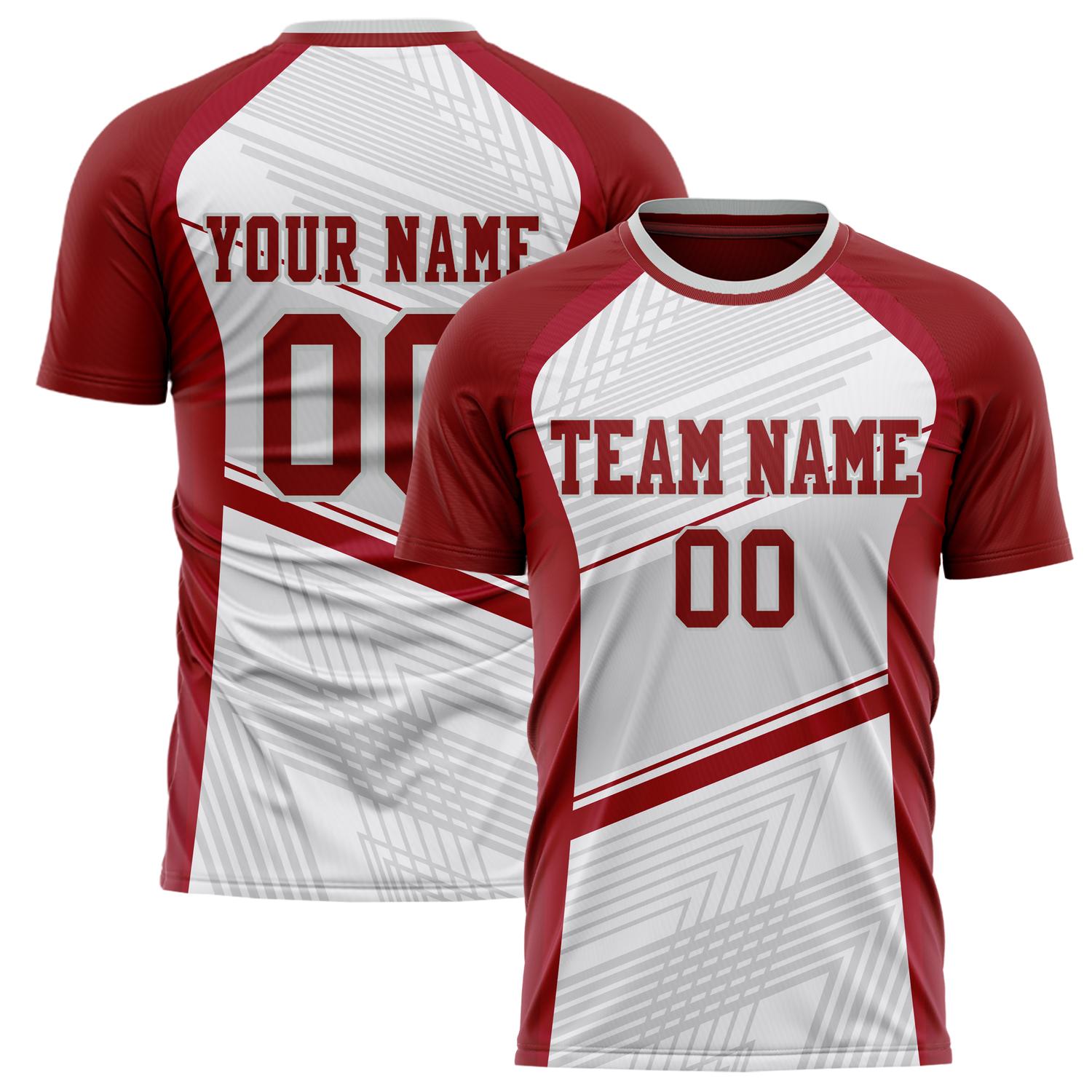 Custom Red Gray Pattern Soccer Jersey FT02240809XF216