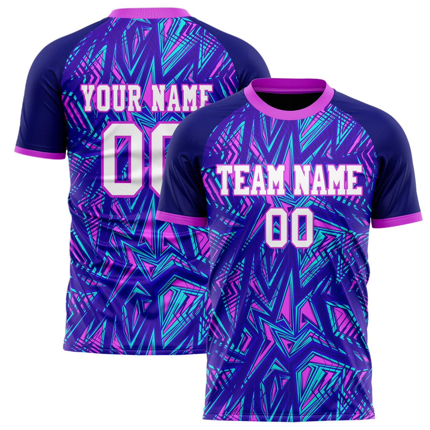 Custom Navy Purple Pattern Soccer Jersey FT02240809XF217