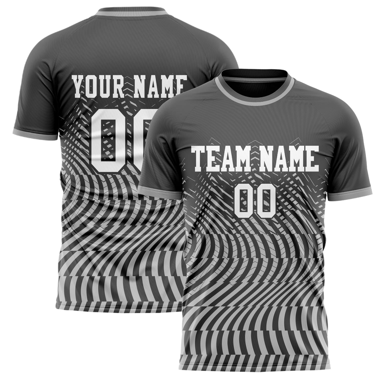 Custom Gray White Pattern Soccer Jersey FT02240809XF218