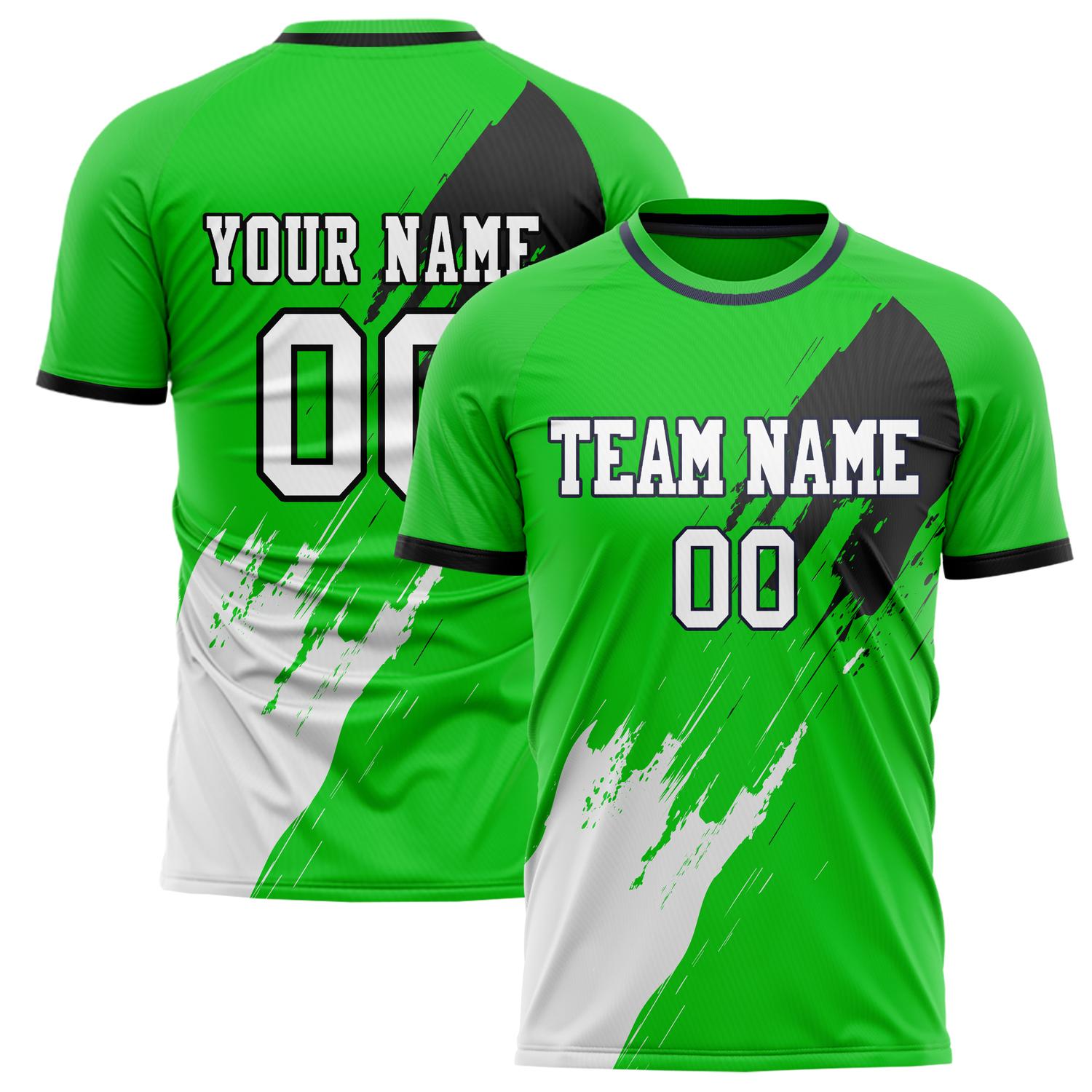 Custom Green White Pattern Soccer Jersey FT02240809XF220