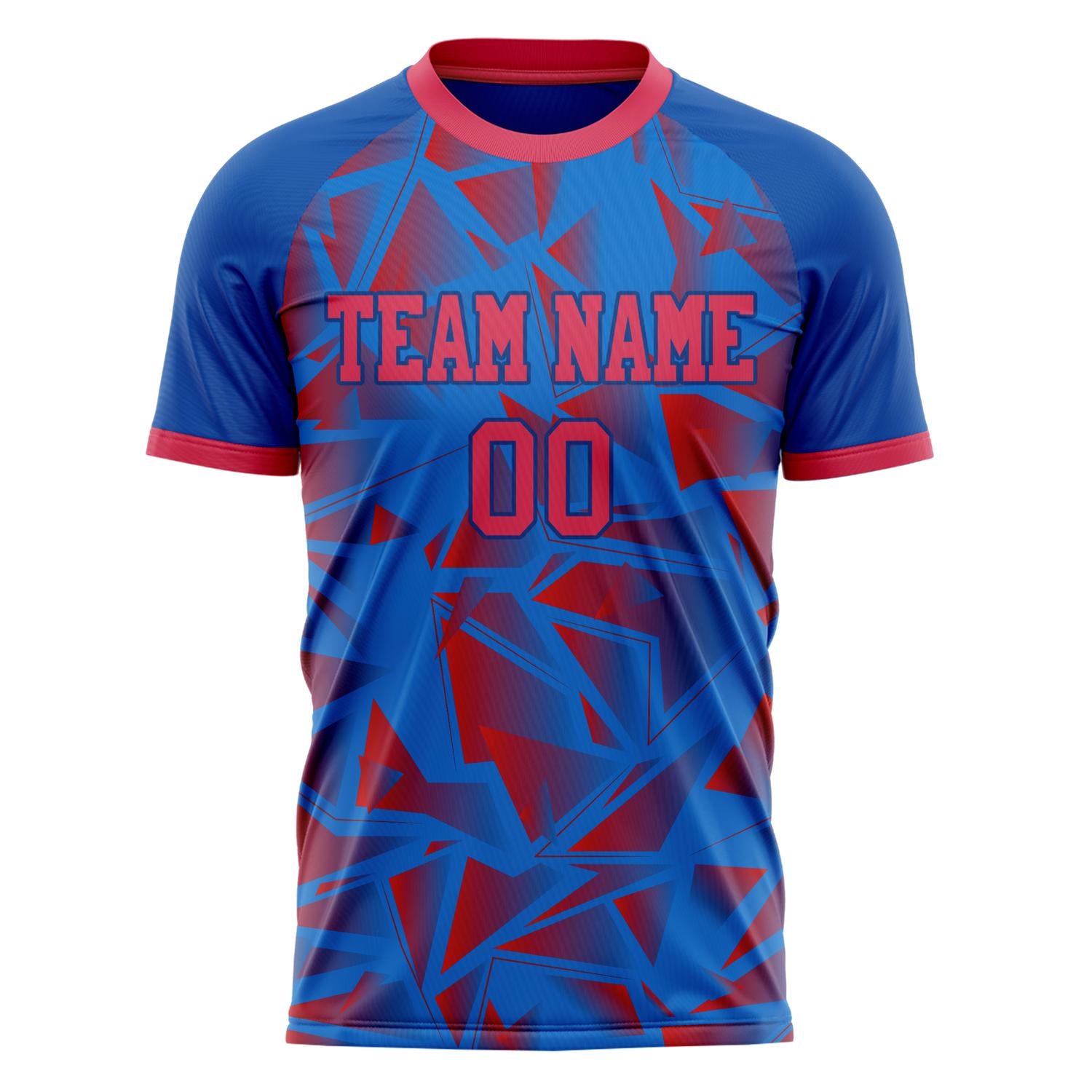 Custom Blue Red Pattern Soccer Jersey