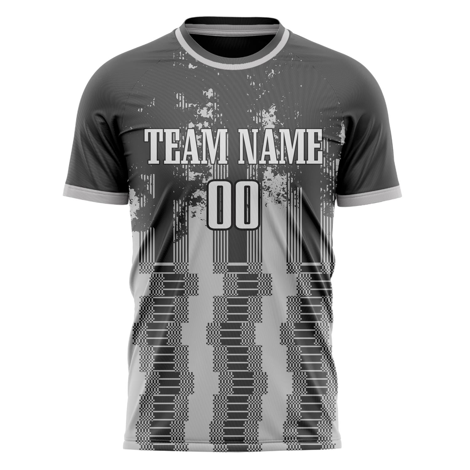 Custom Gray Black Pattern Soccer Jersey