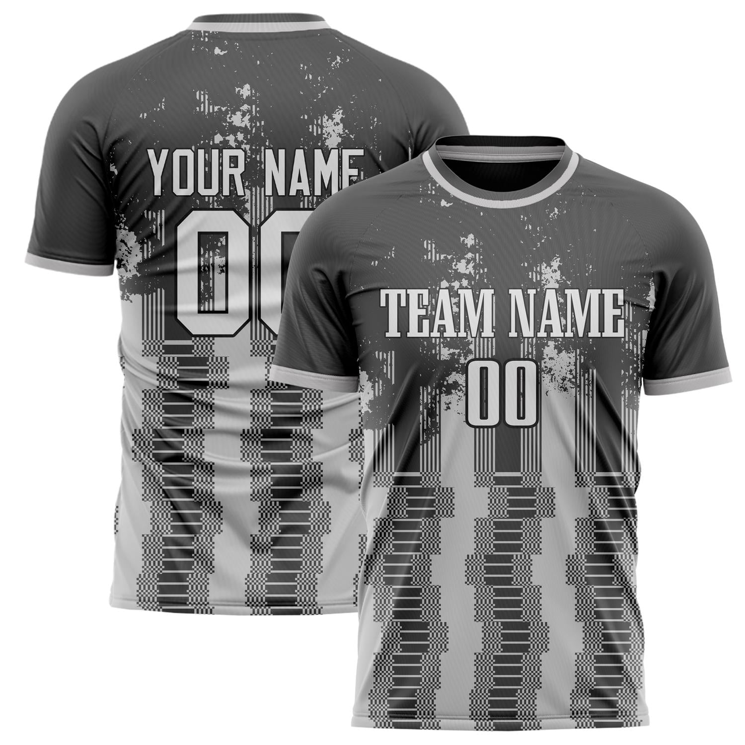 Custom Gray Black Pattern Soccer Jersey FT02240809XF222