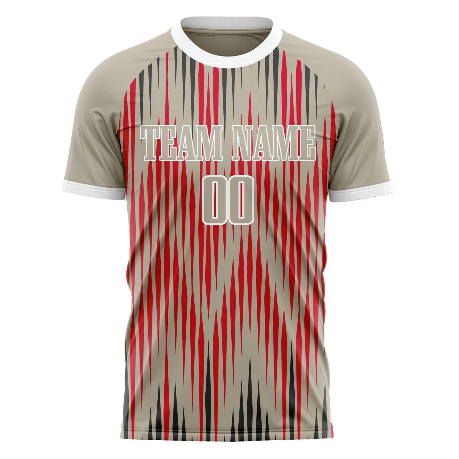 Custom Red Light Brown Pattern Soccer Jersey