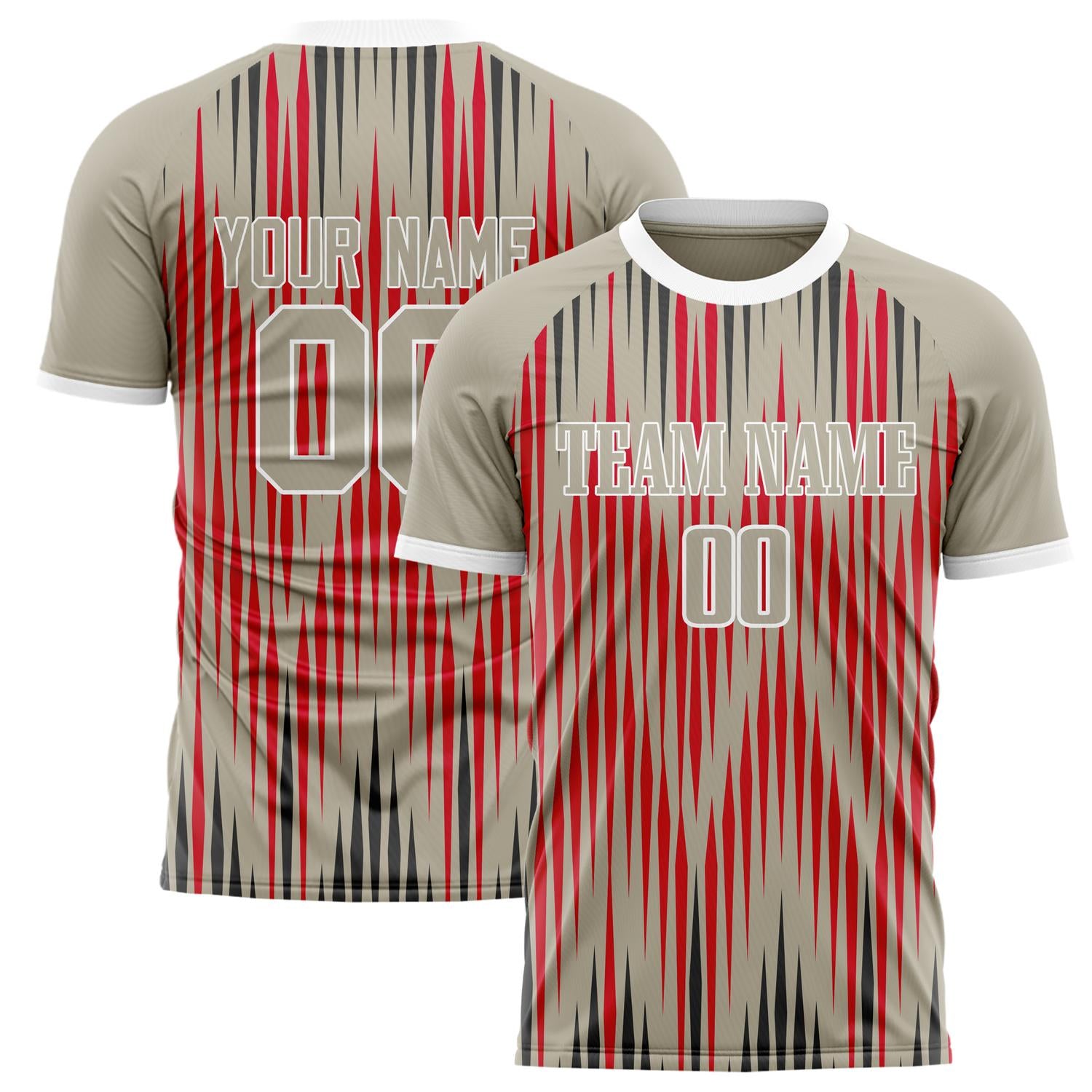Custom Red Light Brown Pattern Soccer Jersey FT02240809XF223