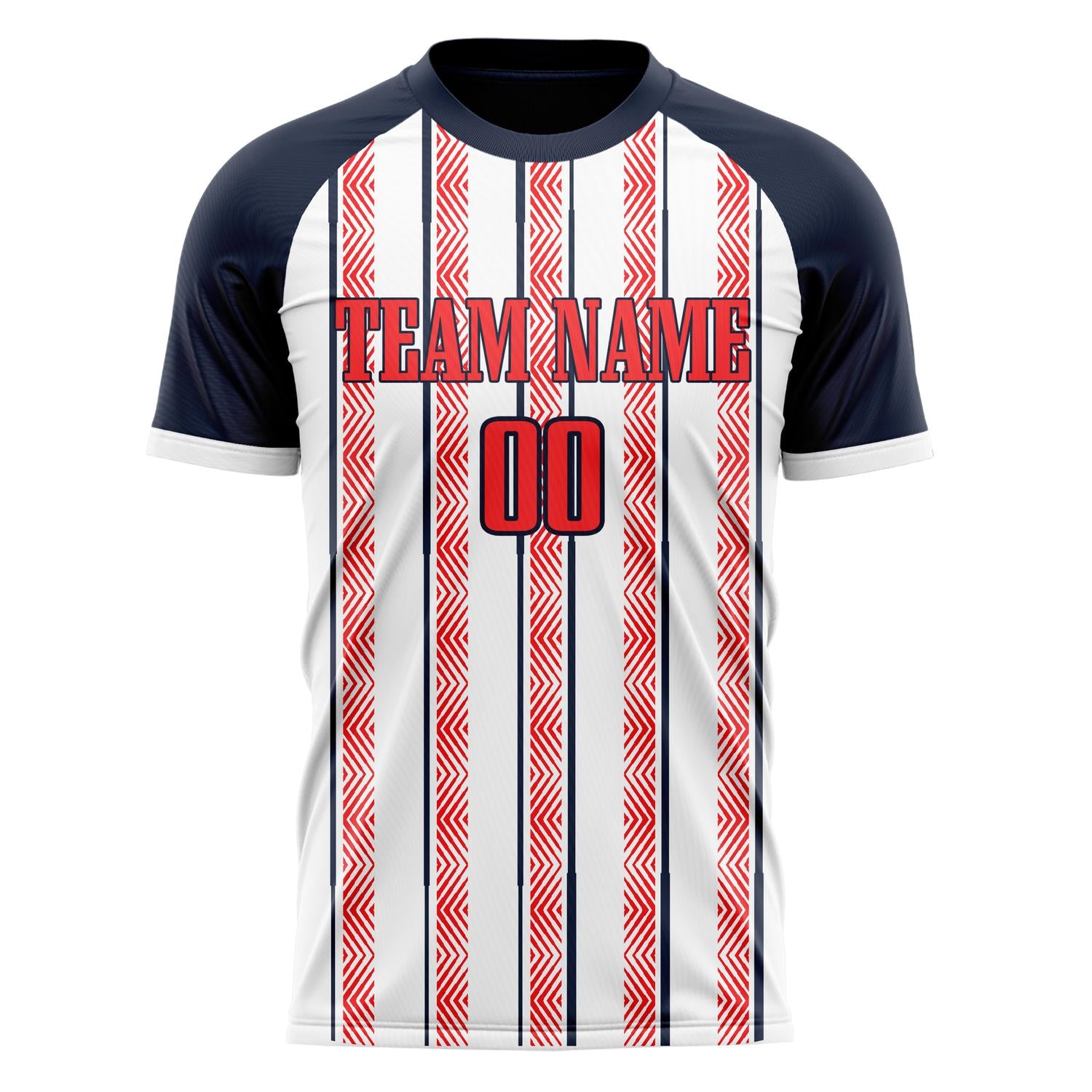 Custom White Red Pattern Soccer Jersey