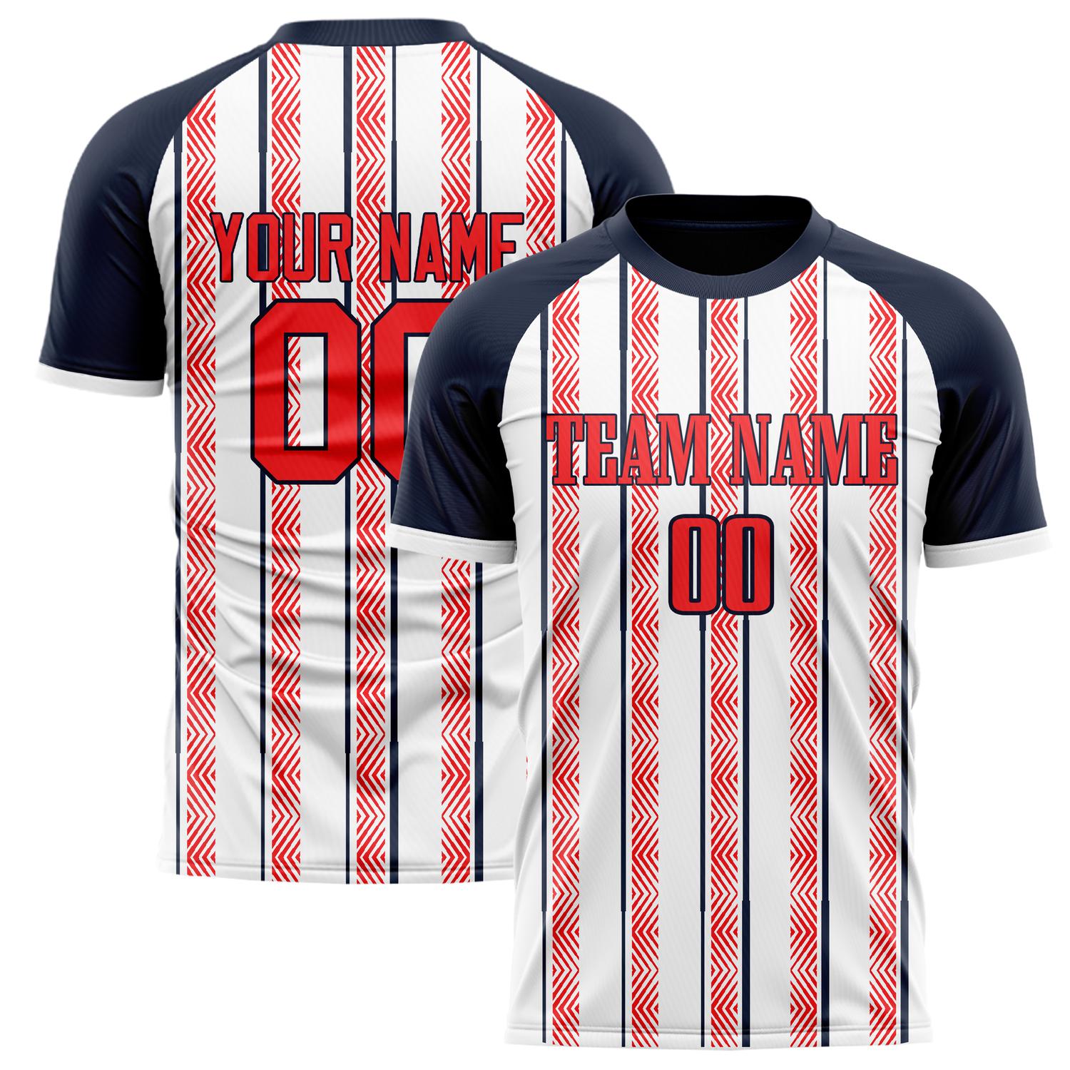 Custom White Red Pattern Soccer Jersey FT02240809XF226
