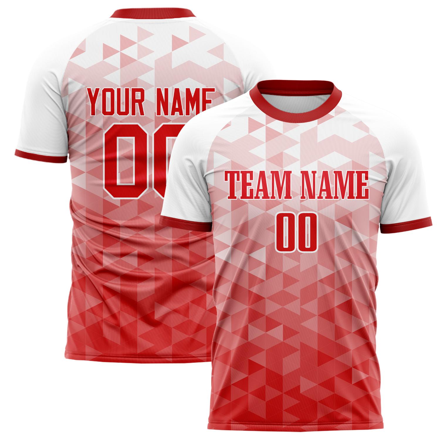 Custom Red White Pattern Soccer Jersey FT02240809XF227