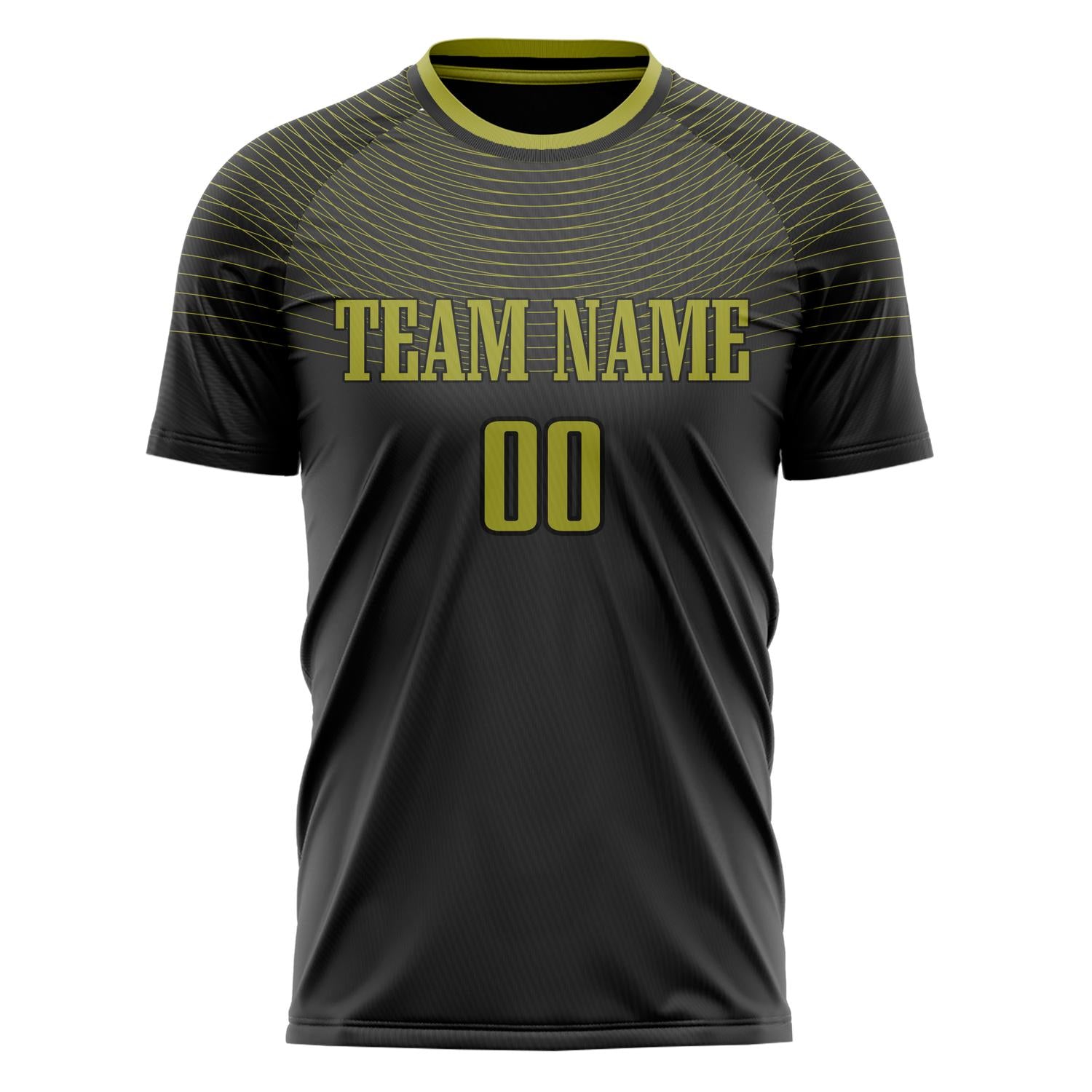 Custom Black Old Green Pattern Soccer Jersey