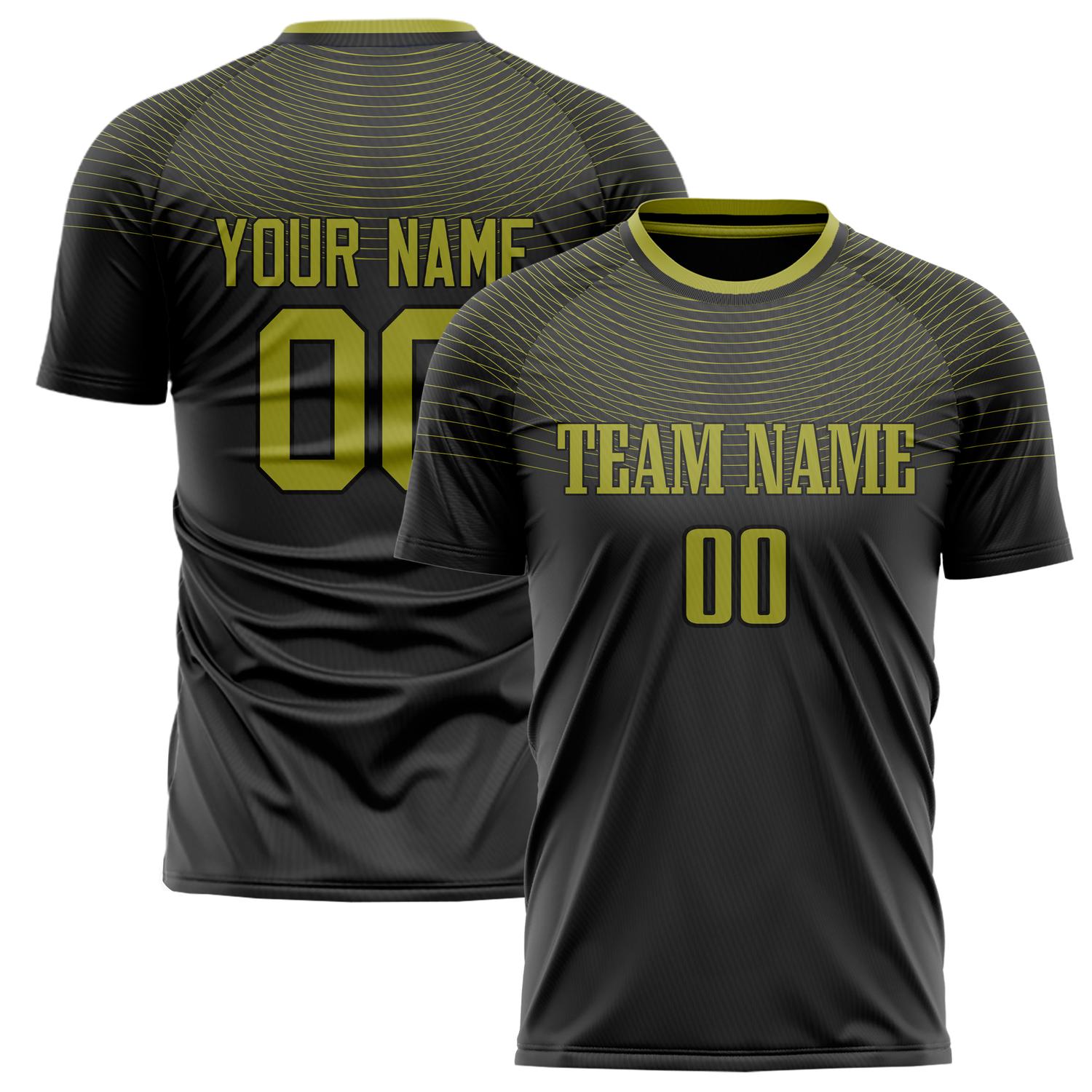 Custom Black Old Green Pattern Soccer Jersey FT02240809XF228