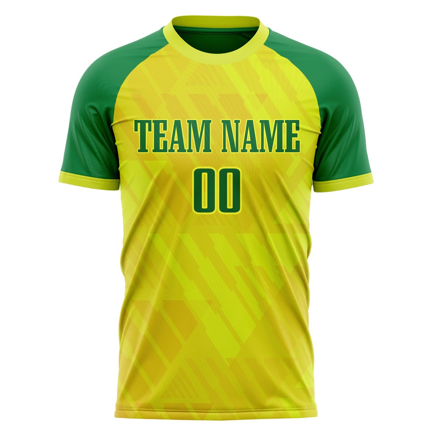 Custom Yellow Green Pattern Soccer Jersey