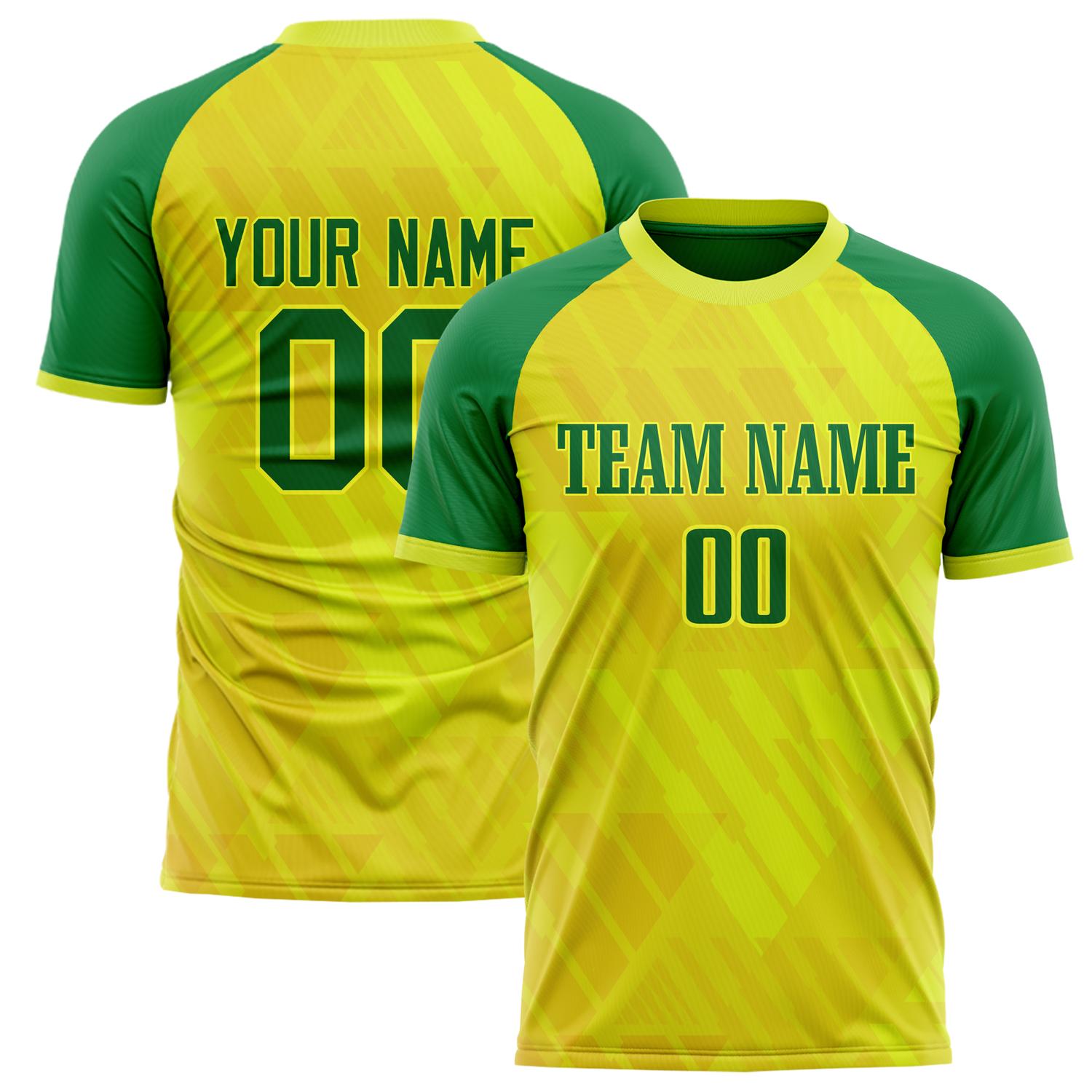 Custom Yellow Green Pattern Soccer Jersey FT02240809XF229