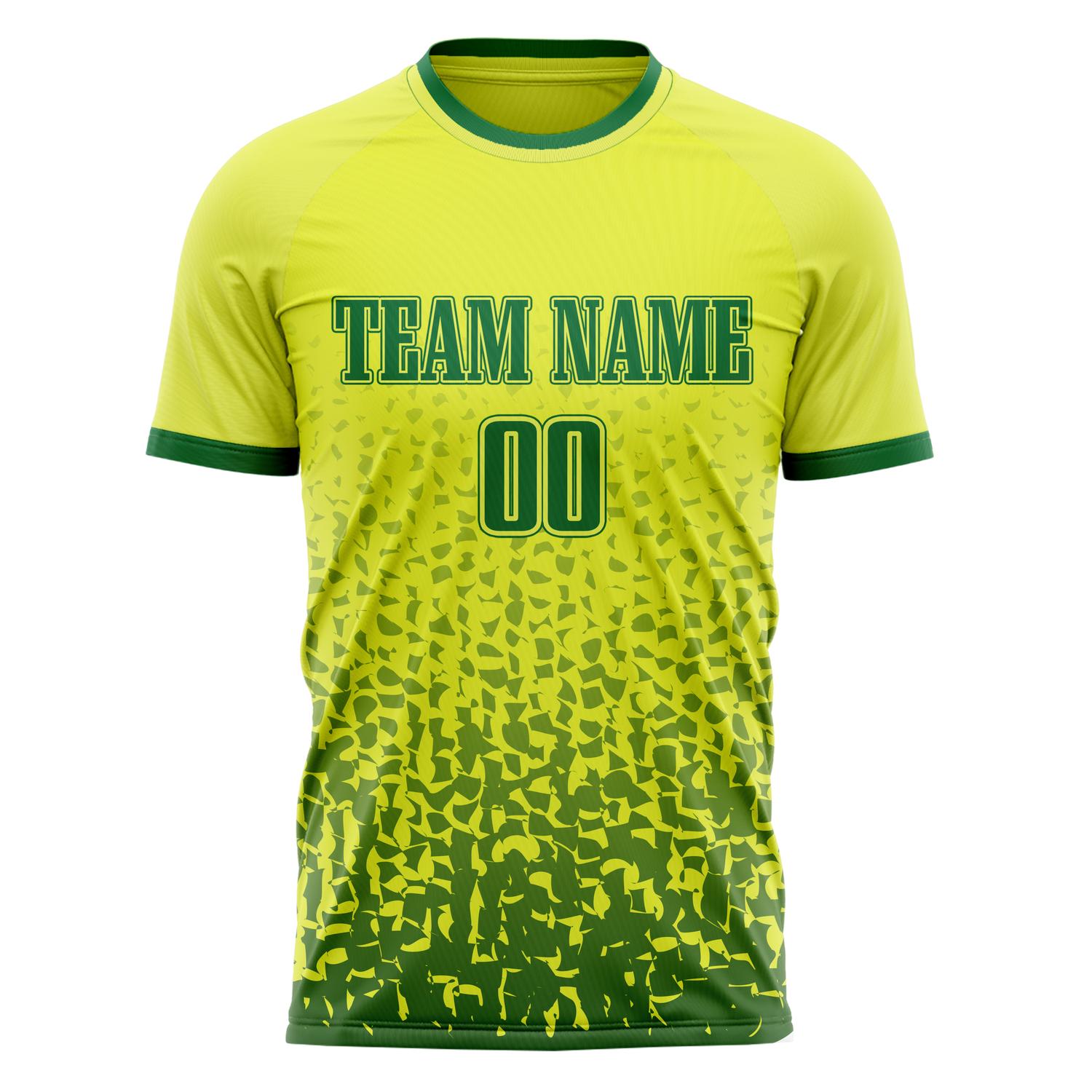 Custom Yellow Green Pattern Soccer Jersey