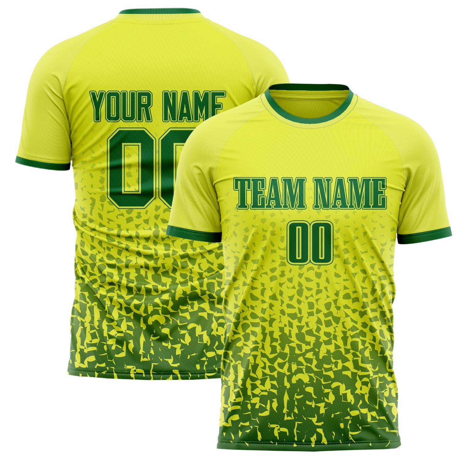 Custom Yellow Green Pattern Soccer Jersey FT02240809XF230