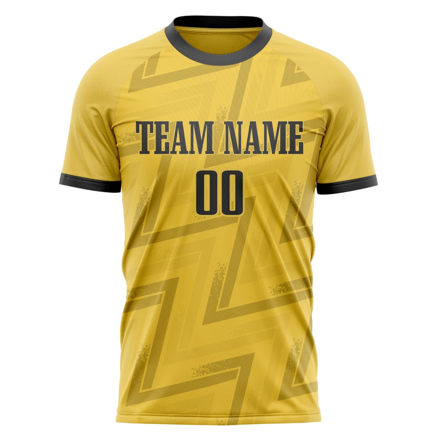 Custom Yellow Navy Pattern Soccer Jersey