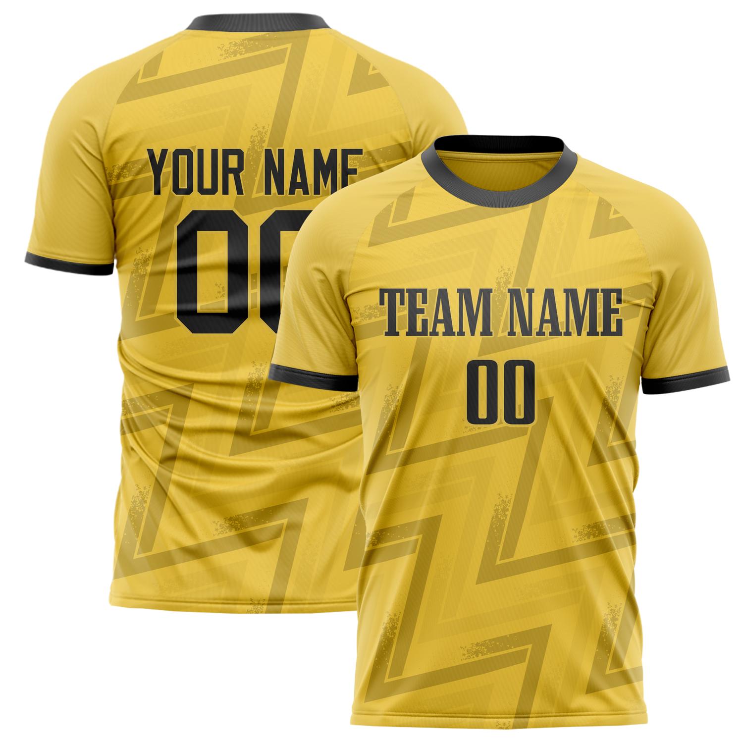 Custom Yellow Navy Pattern Soccer Jersey FT02240809XF231