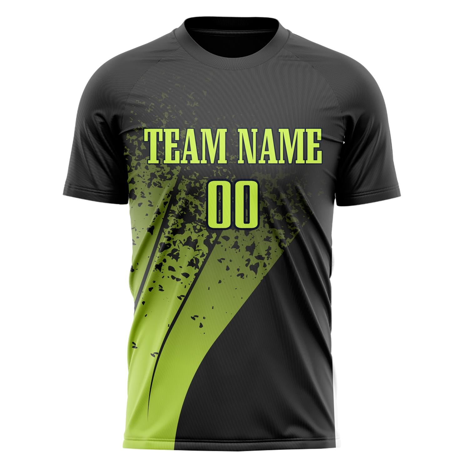Custom Black Green Pattern Soccer Jersey