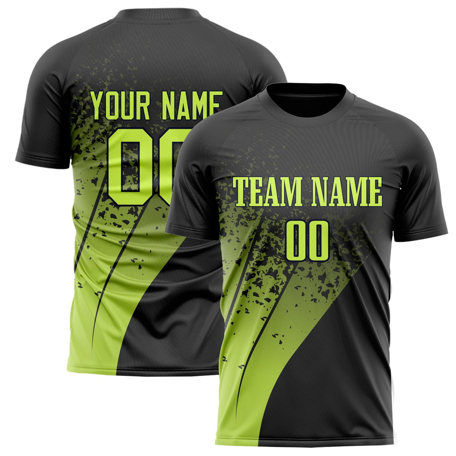 Custom Black Green Pattern Soccer Jersey FT02240809XF232