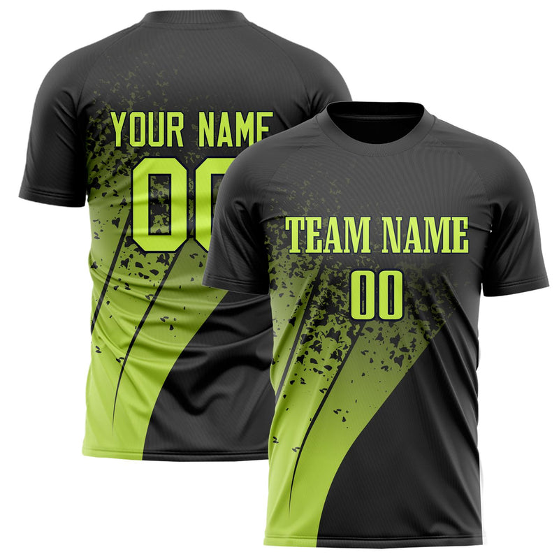 Custom Black Green Pattern Soccer Jersey FT02240809XF232