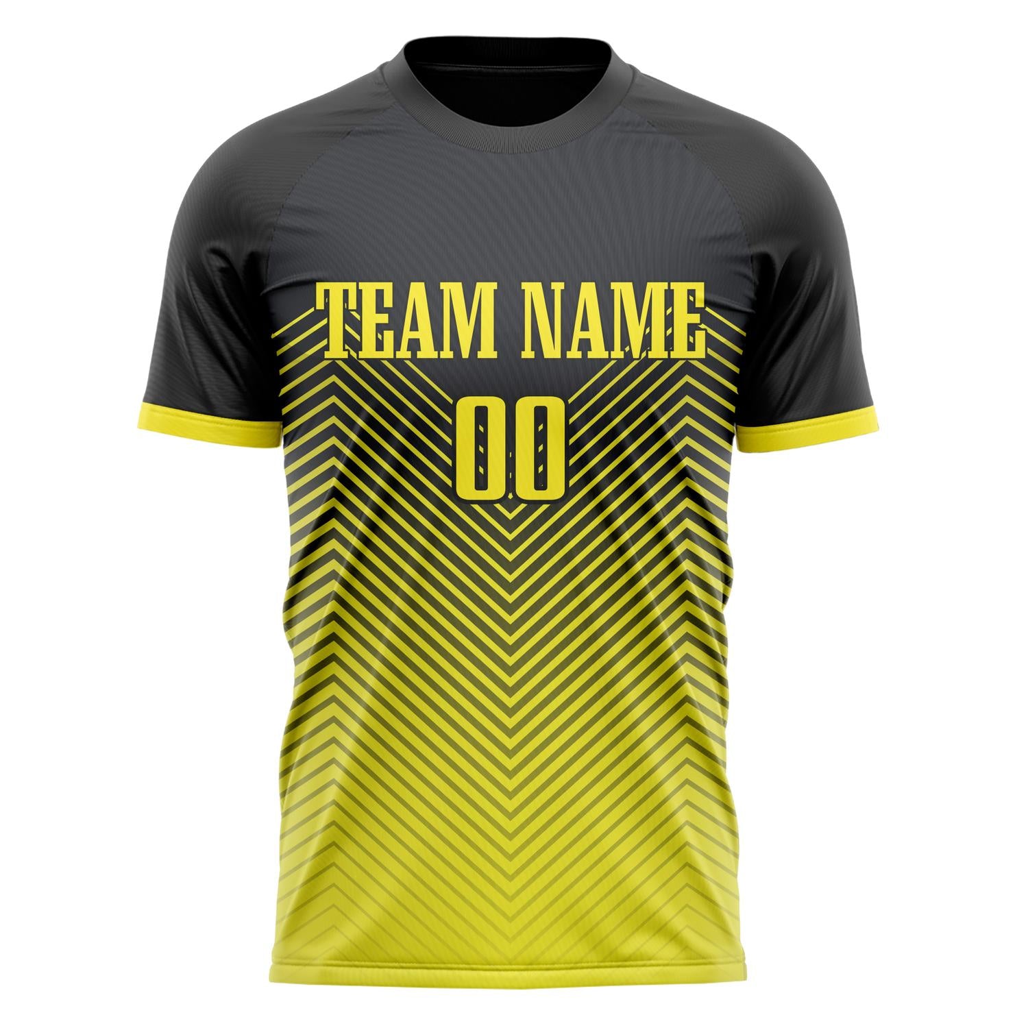Custom Black Yellow Pattern Soccer Jersey