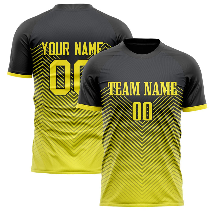 Custom Black Yellow Pattern Soccer Jersey FT02240809XF233