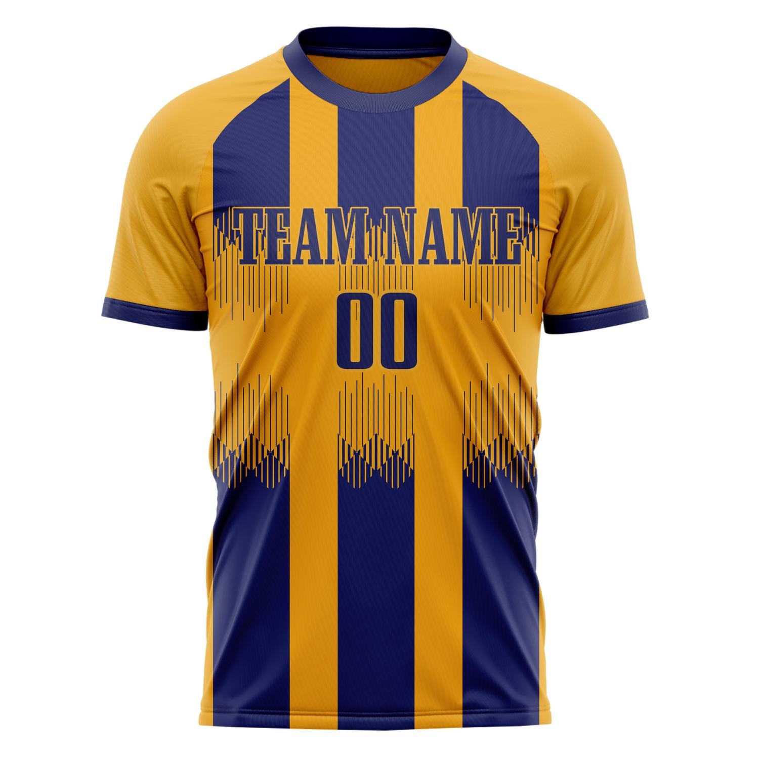 Custom Orange Navy Pattern Soccer Jersey