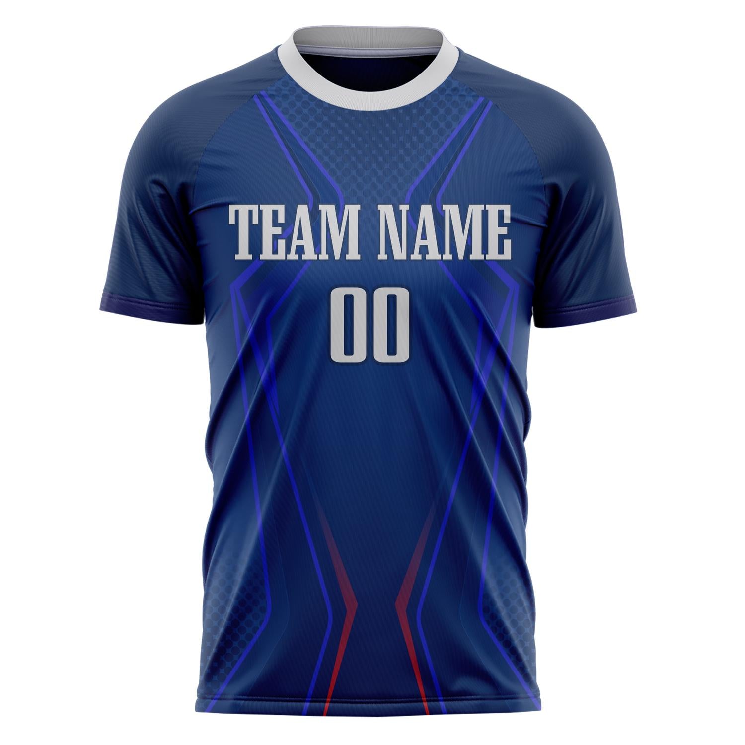 Custom Navy Gray Pattern Soccer Jersey