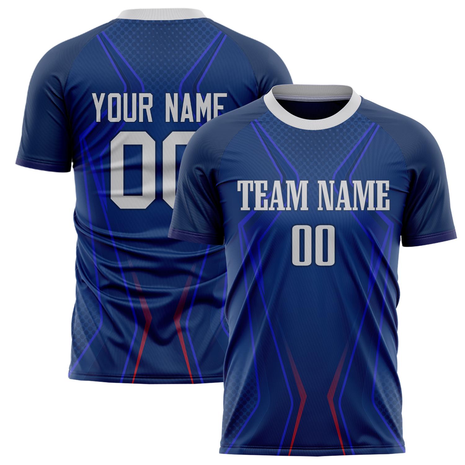 Custom Navy Gray Pattern Soccer Jersey FT02240809XF236