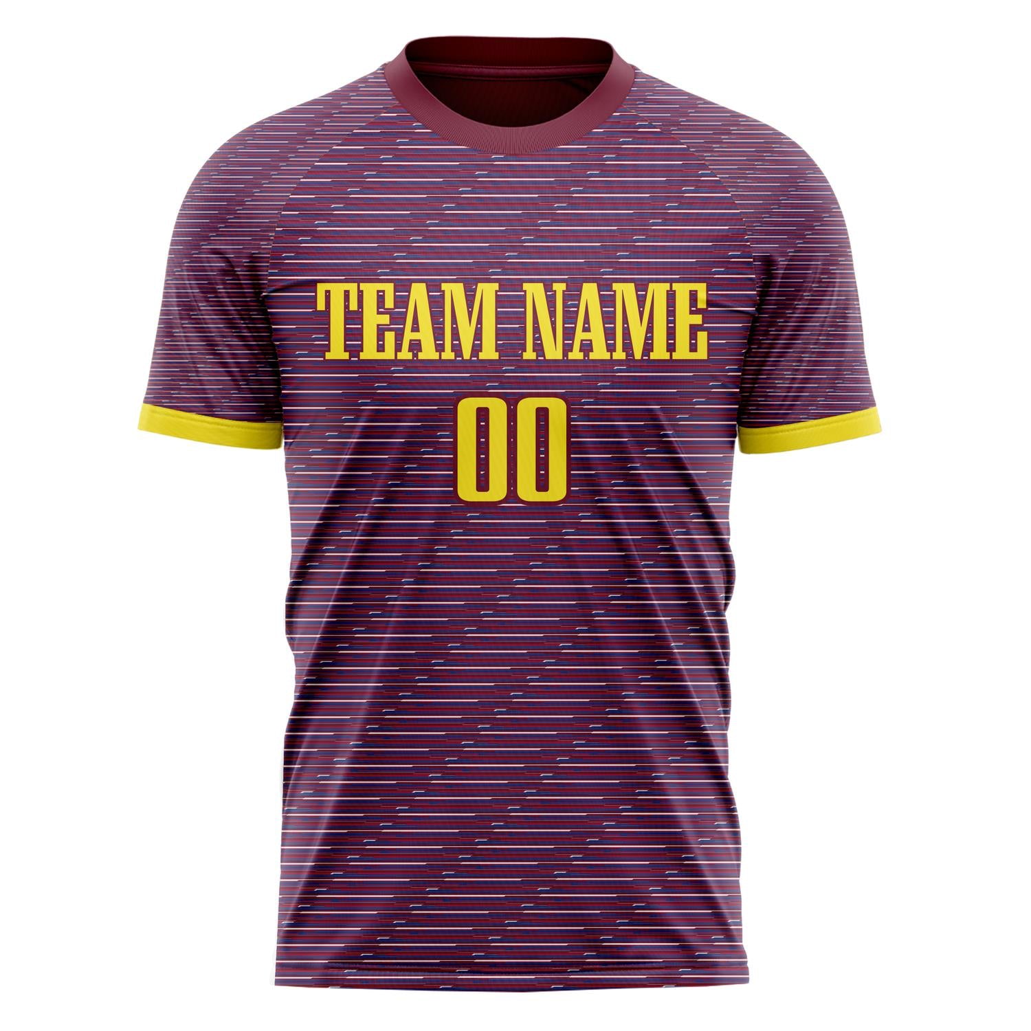 Custom Maroon Gold Pattern Soccer Jersey