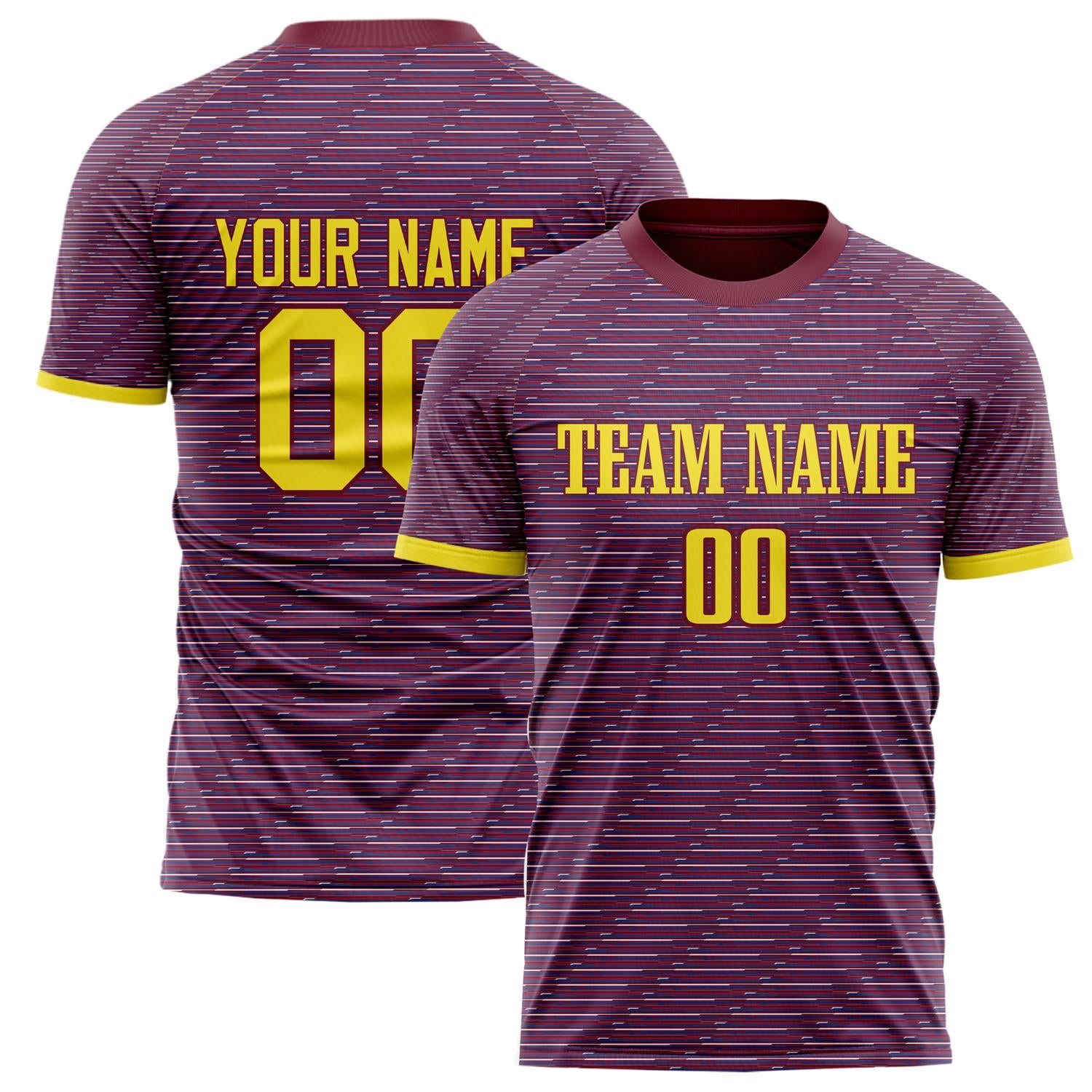 Custom Maroon Gold Pattern Soccer Jersey FT02240809XF237