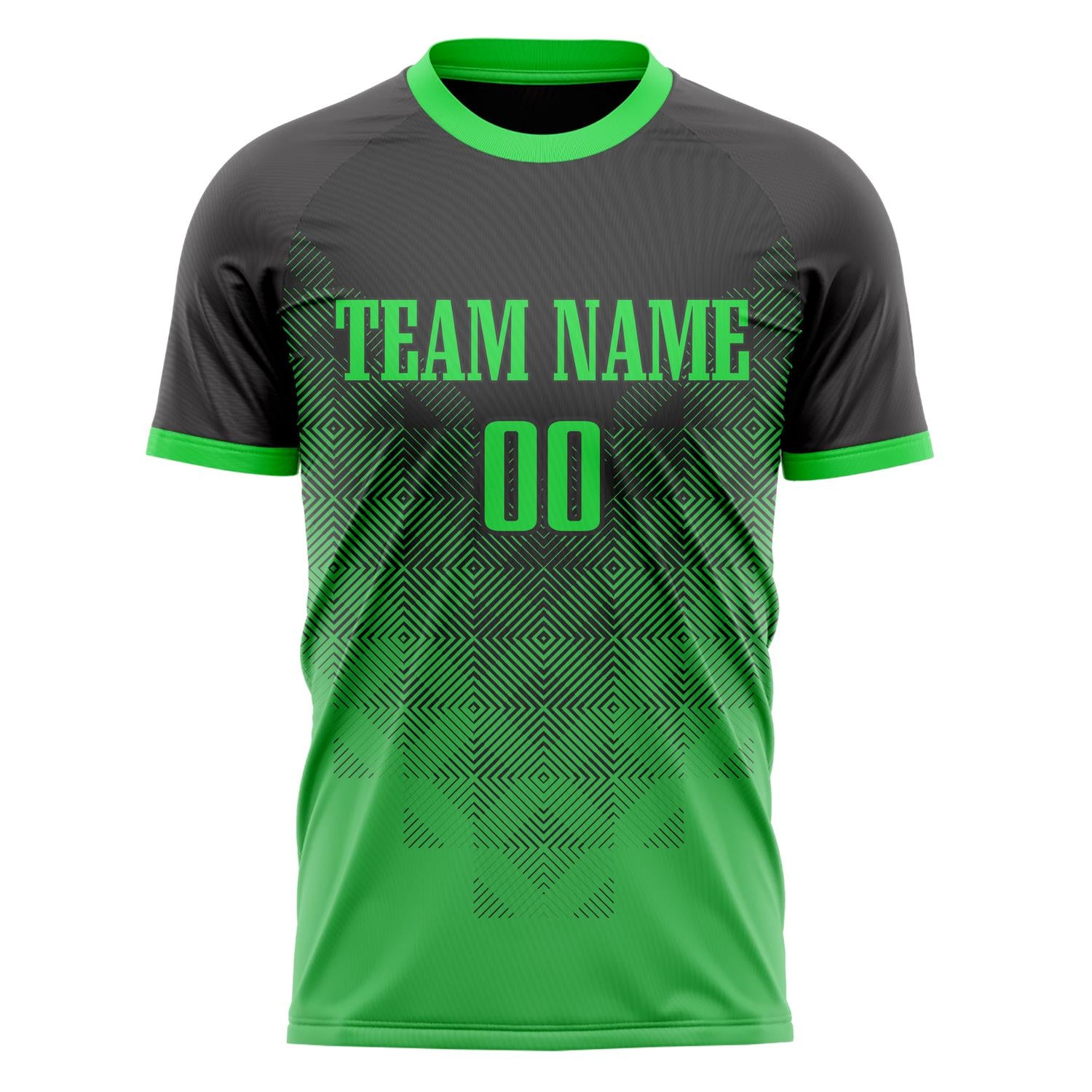 Custom Black Green Pattern Soccer Jersey